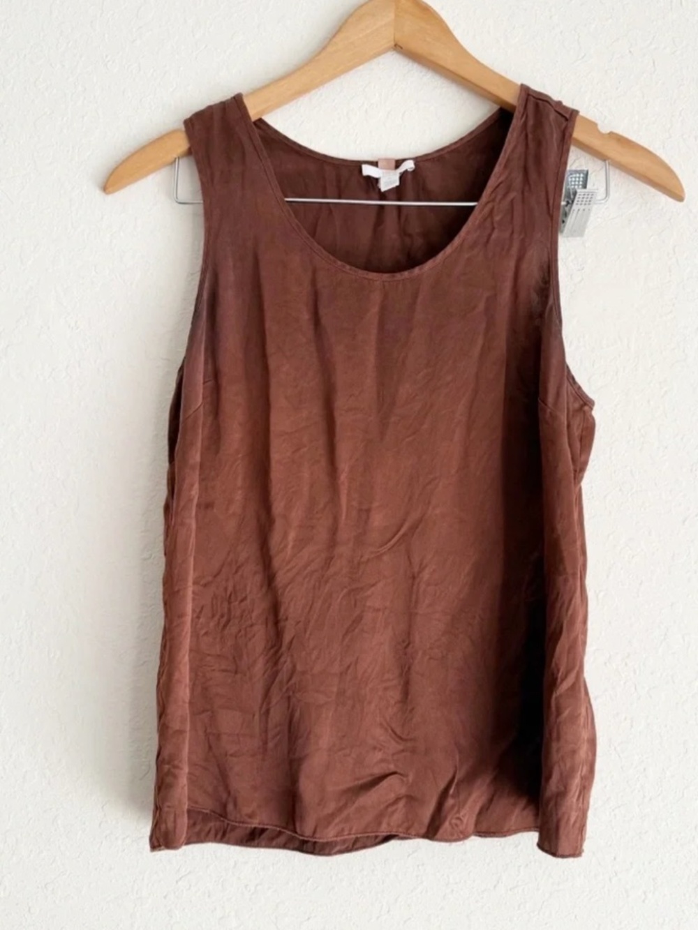 Lunya Brown Silk Tulip Back Pajama Top Size Small